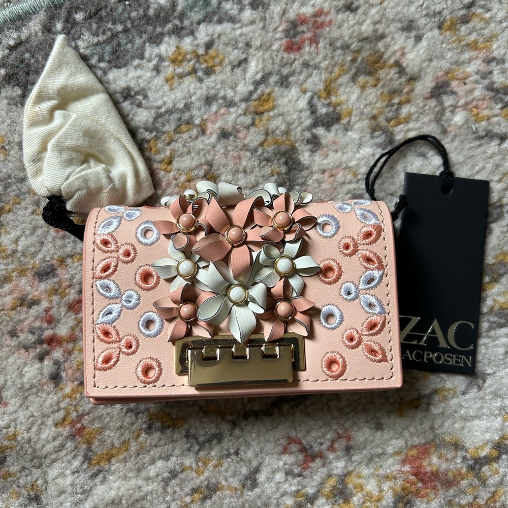 Zac Posen Floral Embellished Pink Clutch/purse/Wallet